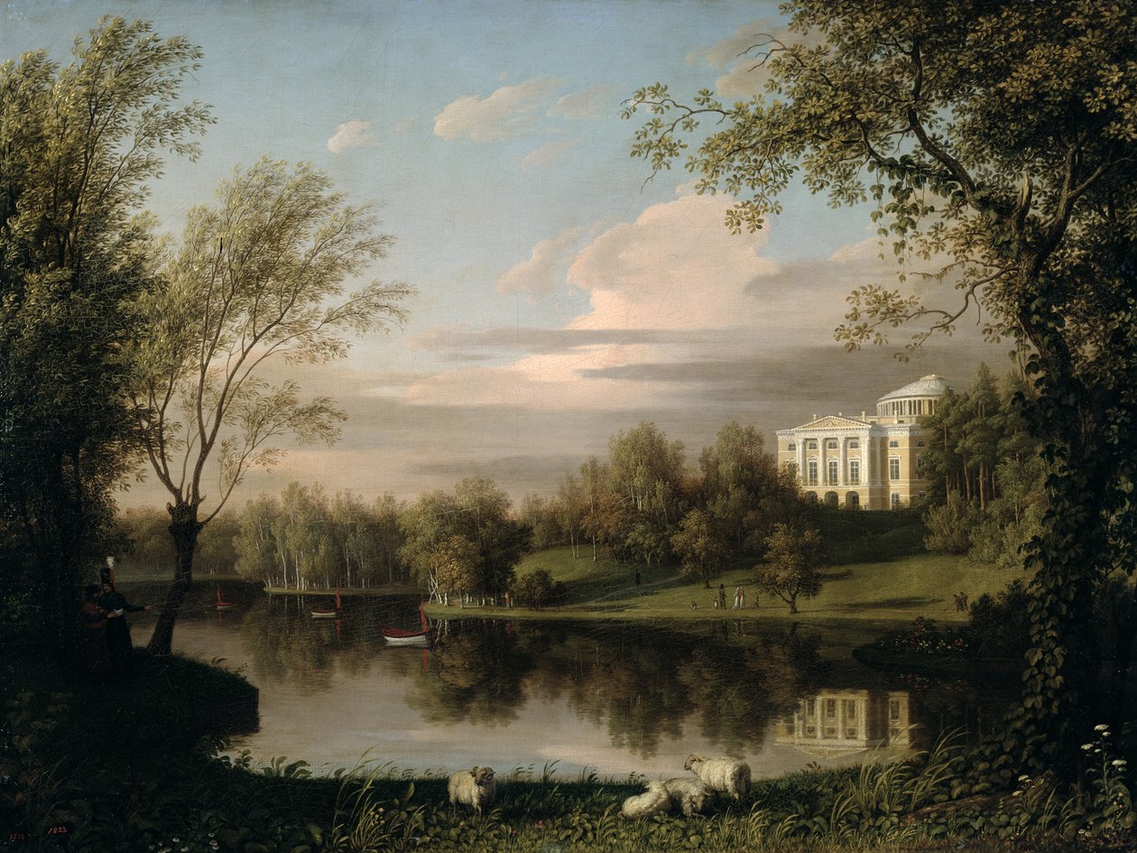 Näkymä Pavlovskin palatsista, noin 1800 tekijältä Carl Ferdinand von Kugelgen