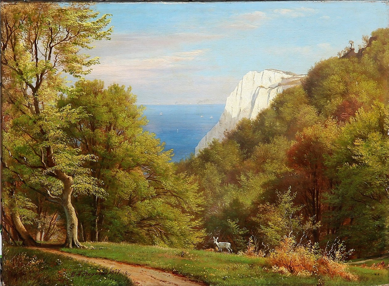 Sommerdag pa Mons Klint English: Kesäpäivä Mens Klintissä, Tanskassa tekijältä Carl Frederick Aagaard