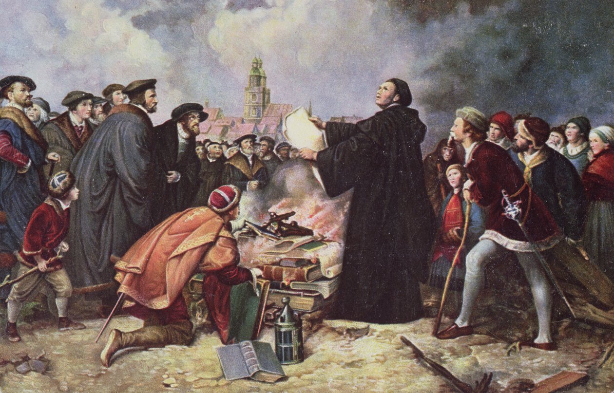 Martti Luther (1483-1546) Paavin bullan polttaminen tekijältä Carl Friedrich Lessing