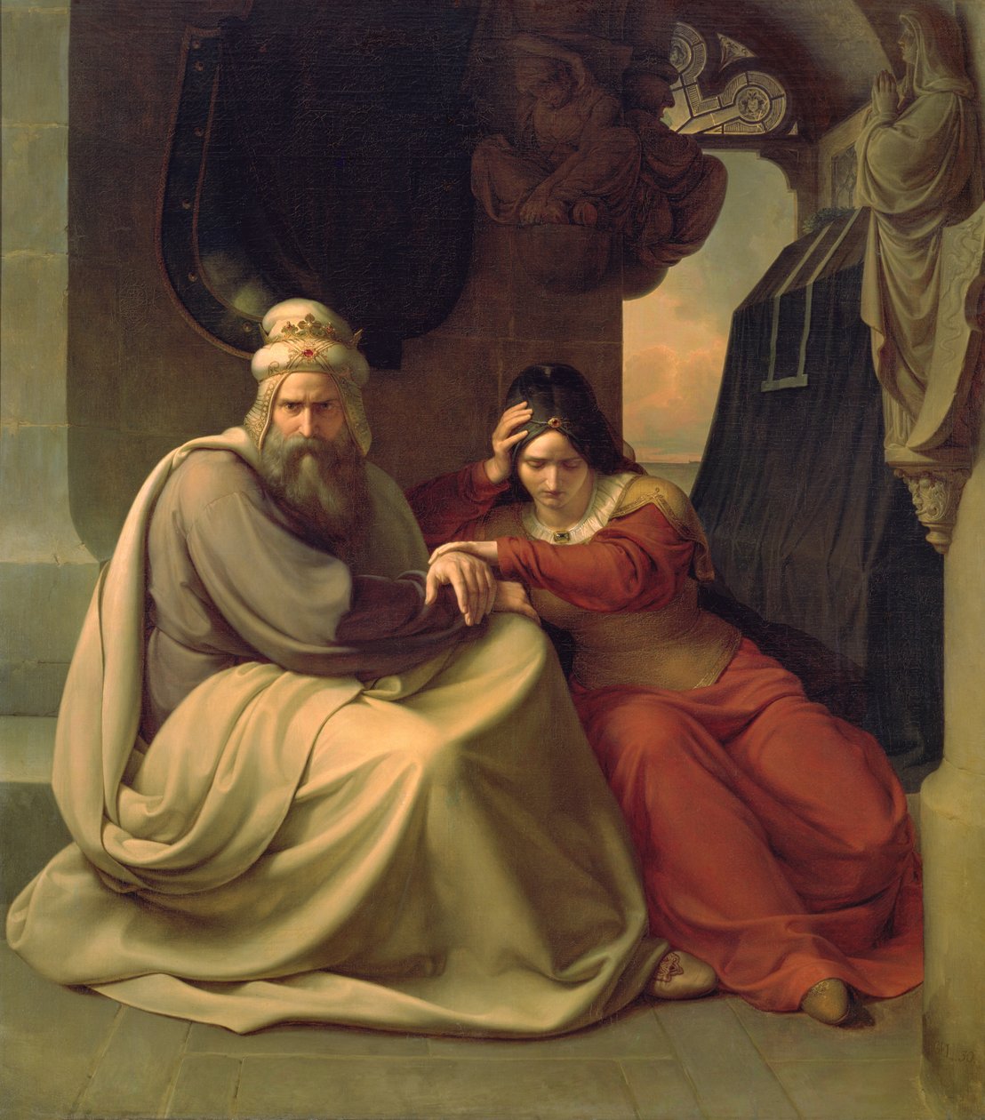 Kuninkaallinen pari suree kuollutta tytärtään, 1830 tekijältä Carl Friedrich Lessing