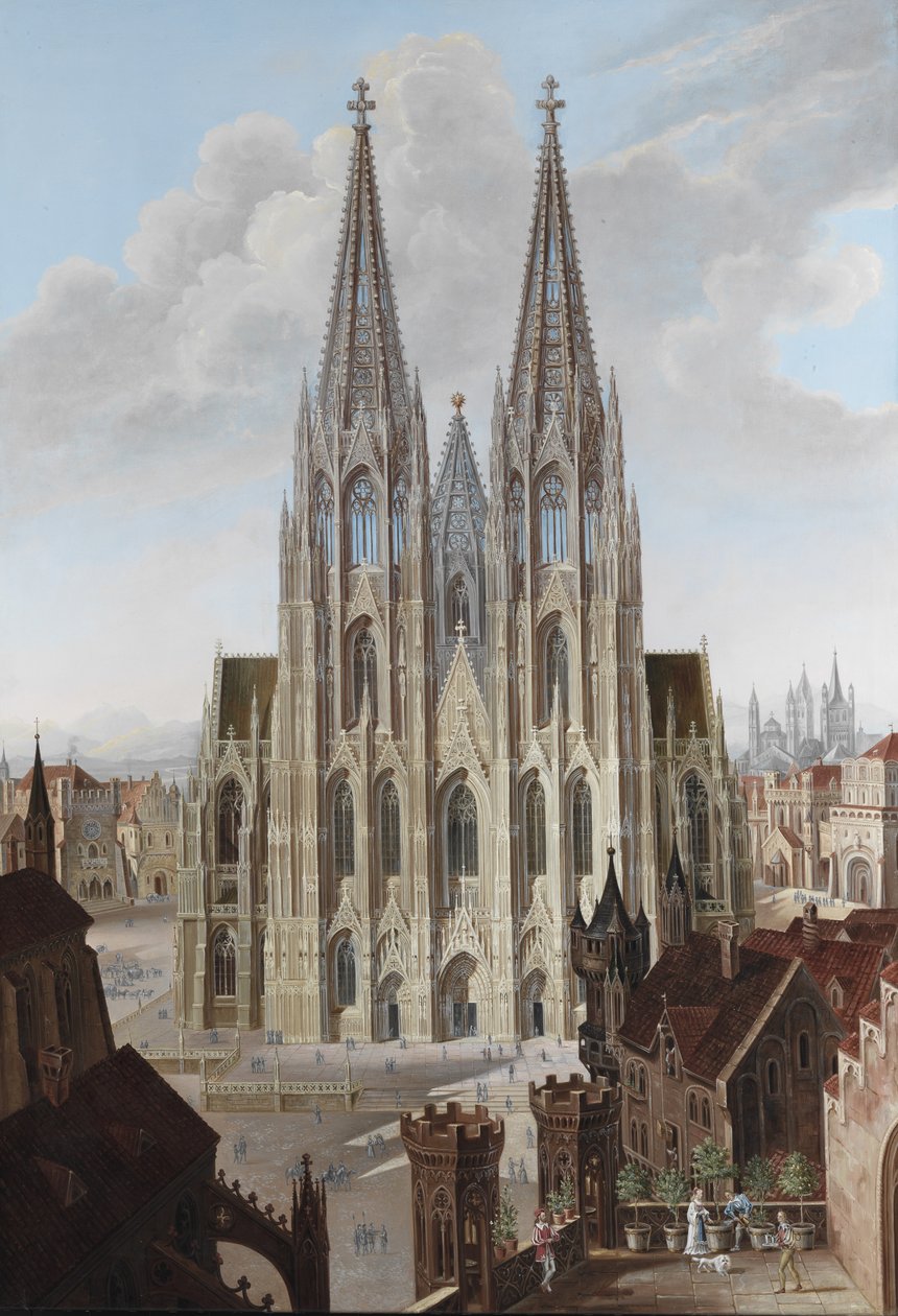 Ansicht der Westfassade des Kölner Doms tekijältä Carl Georg Enslen