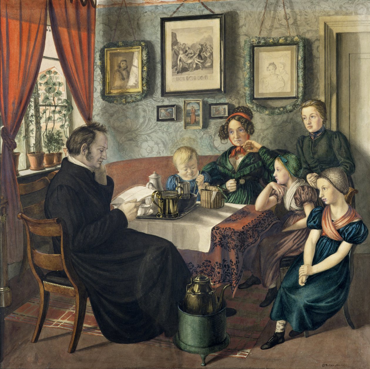 Pastori Johann Wilhelm Rautenberg perheineen, 1833 tekijältä Carl Julius Milde