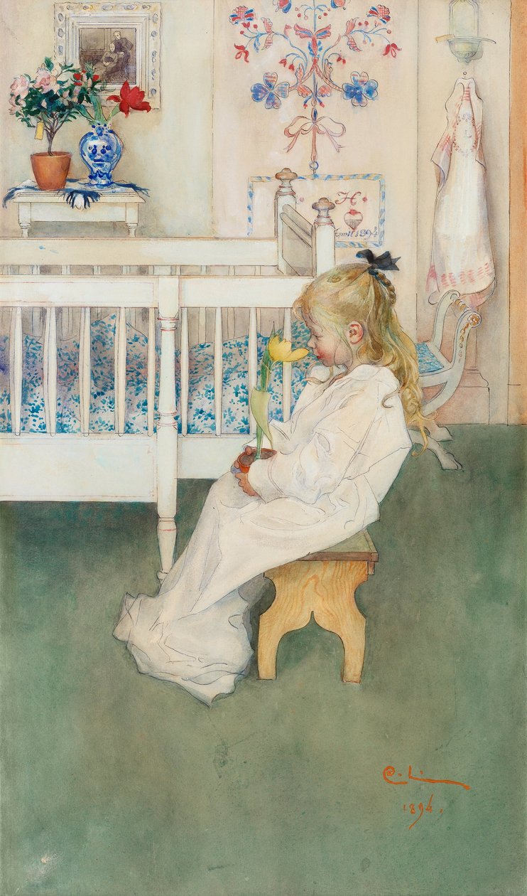 Lisbeth med gul tulpan tekijältä Carl Larsson