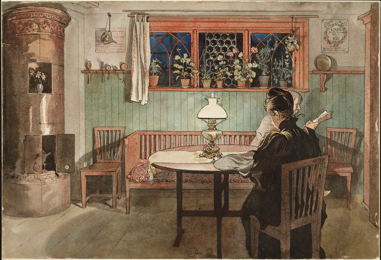 Kun lapset ovat menneet nukkumaan tekijältä Carl Larsson