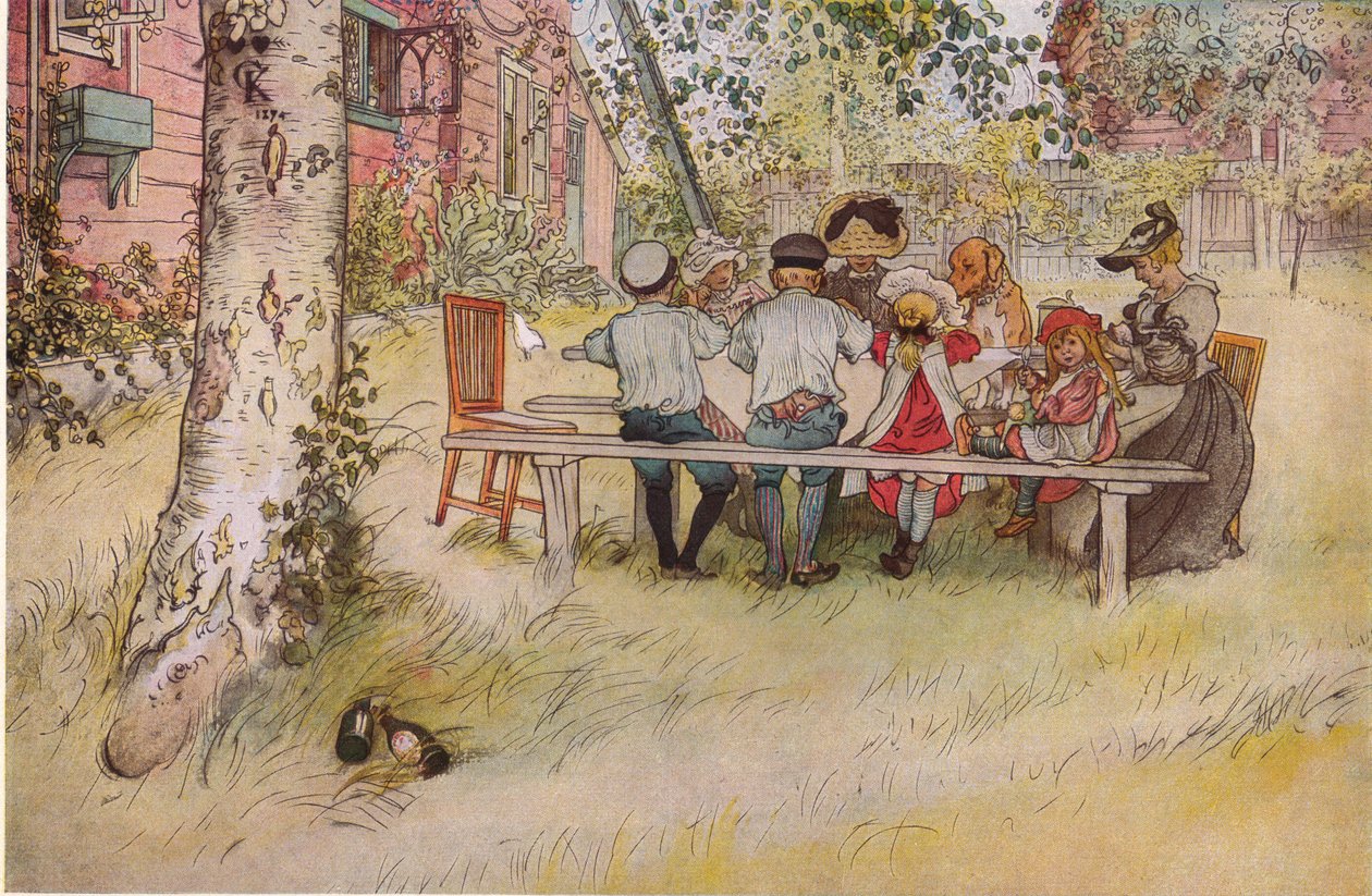 Aamiainen suuren koivun alla tekijältä Carl Larsson