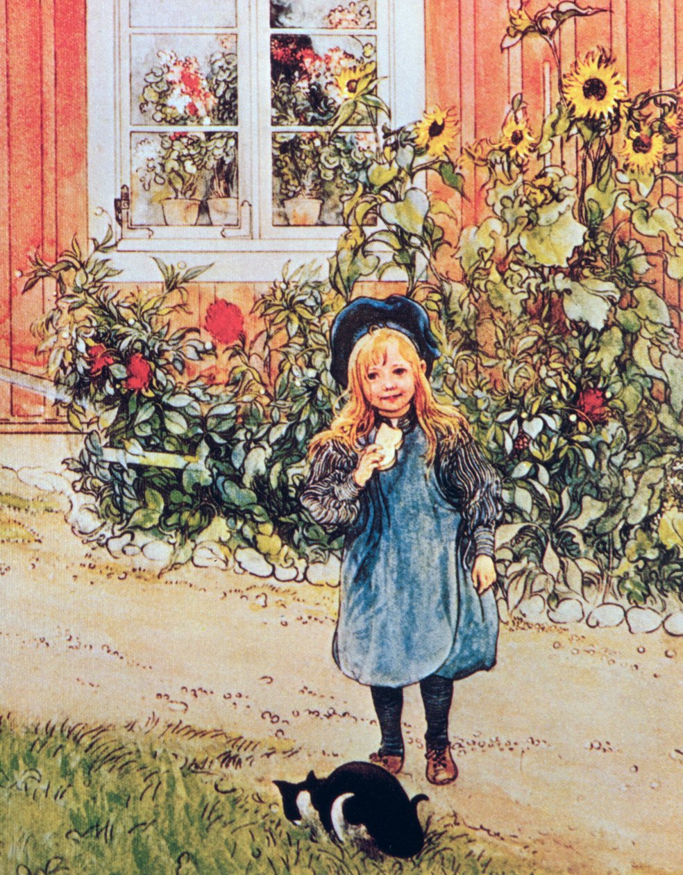 Brita auringonkukan kanssa tekijältä Carl Larsson