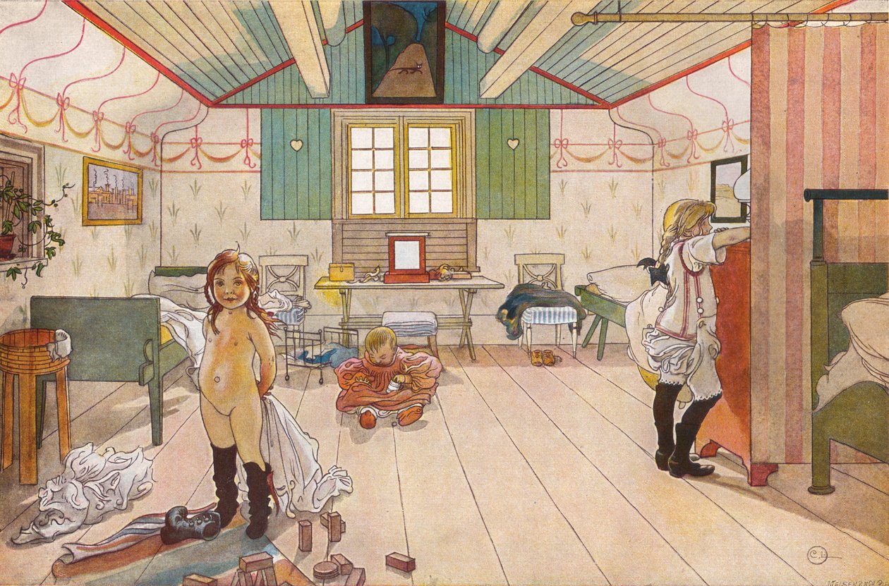 Pienten tyttöjen makuuhuoneessa tekijältä Carl Larsson