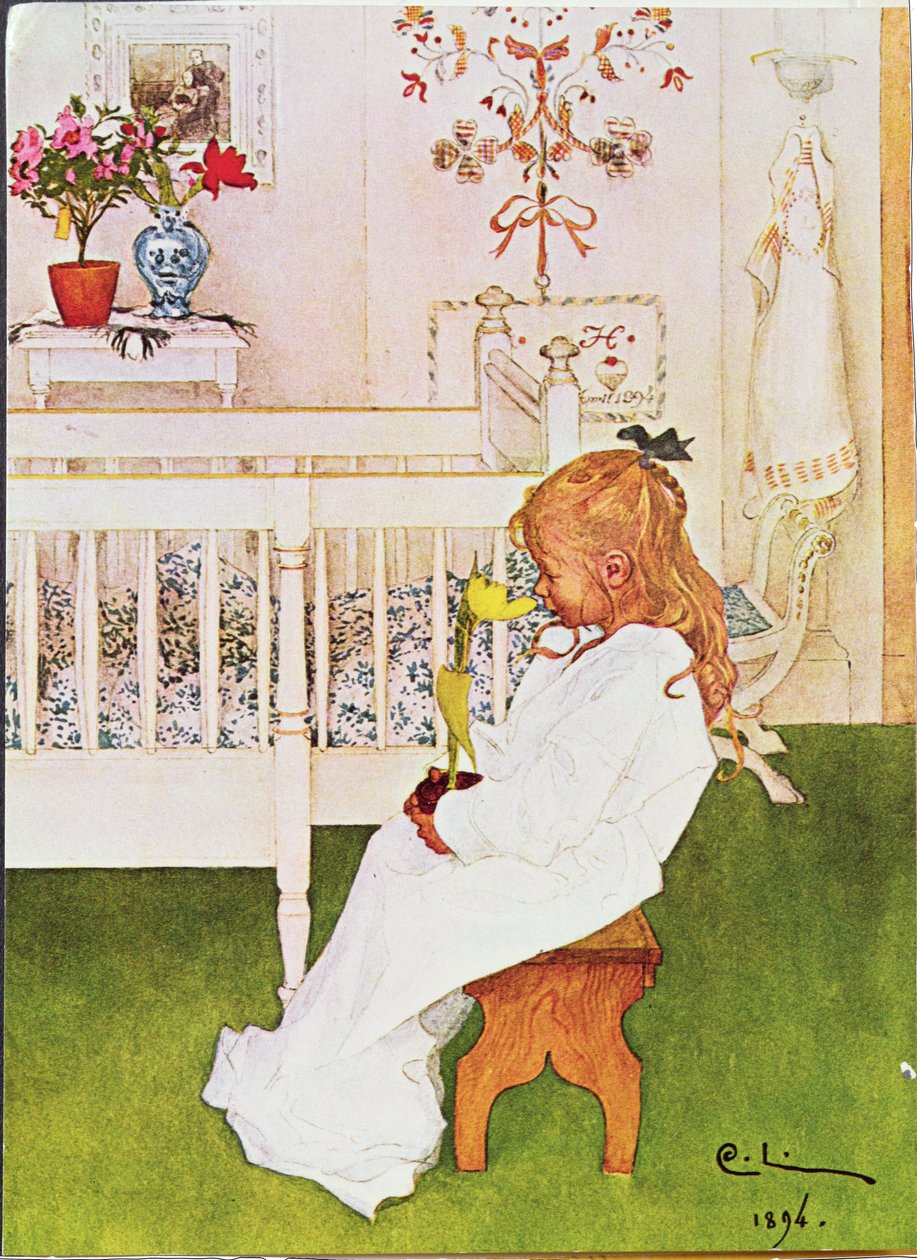 Lisbeth keltaisella tulppaanilla tekijältä Carl Larsson