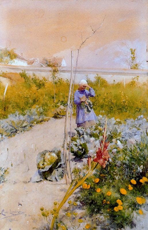 Mann im Garten tekijältä Carl Larsson