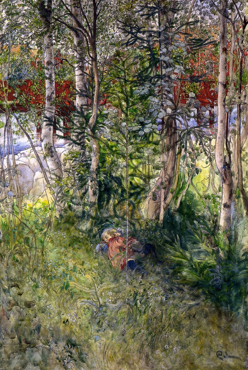 Nukkuminen vihreässä tekijältä Carl Larsson