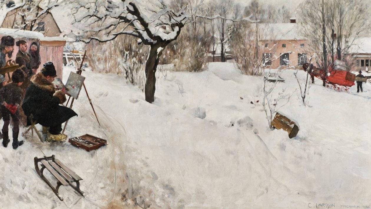 Ulkoilmamaalari. Winter-Motif, Åsögatan 145, Tukholma tekijältä Carl Larsson