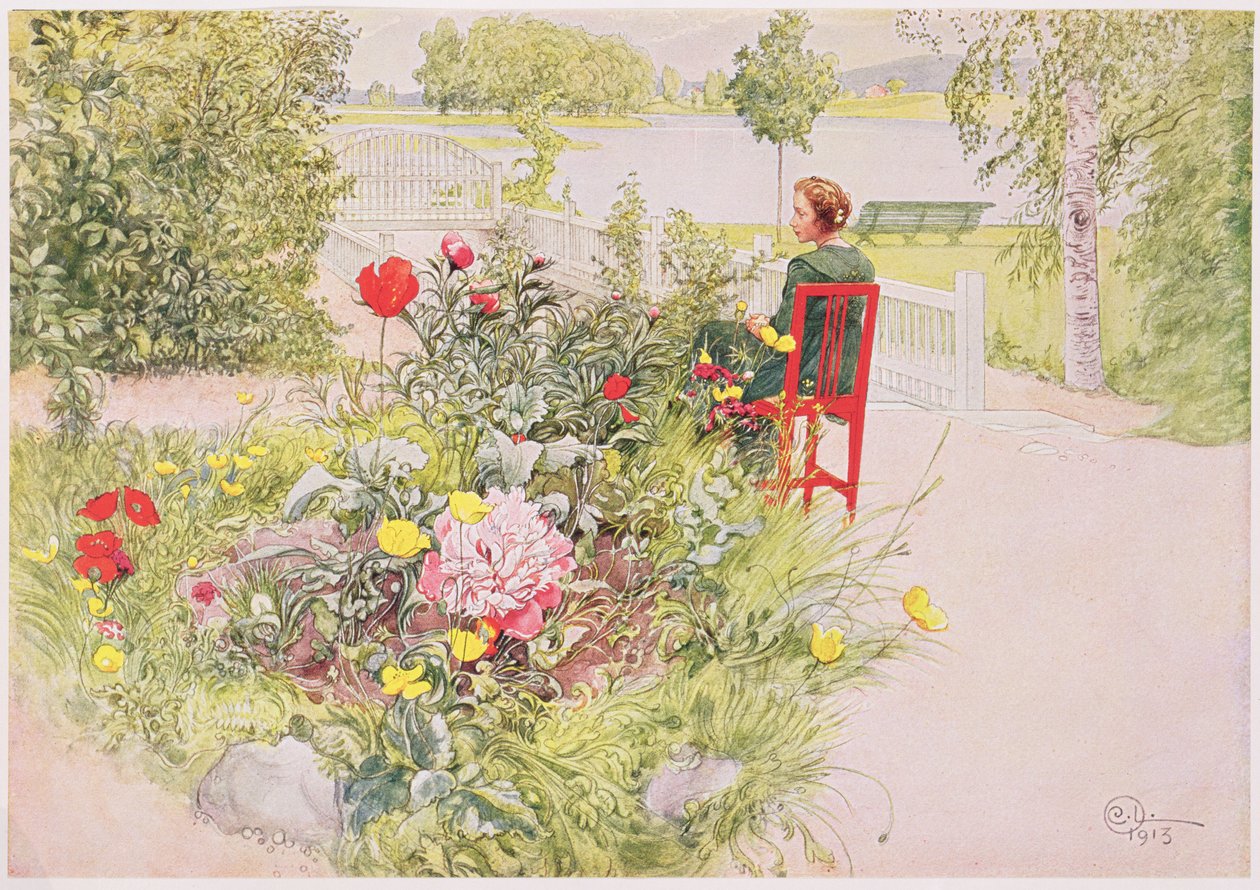 Kesä Sundbornissa, 1913, kaupallisesti painetusta portfoliosta, julkaistu vuonna 1939 (värilitografia) tekijältä Carl Larsson