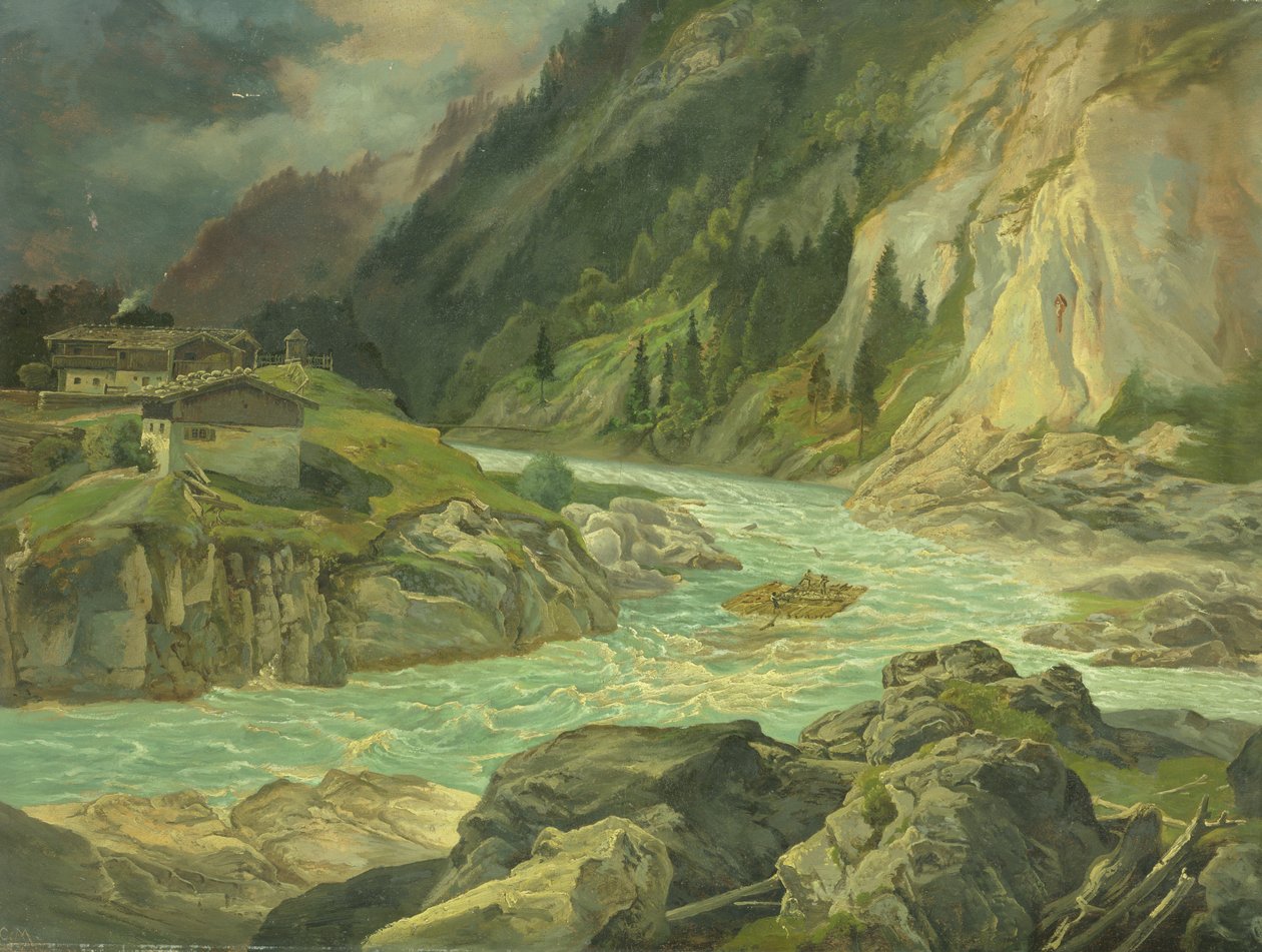 Kosket Isar-joella, 1830 tekijältä Carl Morgenstern