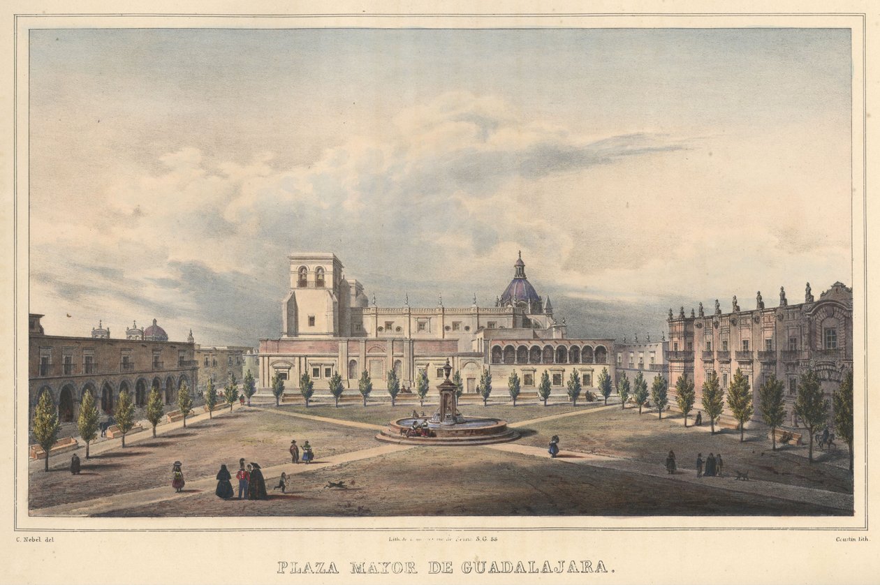 Plaza Mayor De Guadalajara tekijältä Carl Nebel