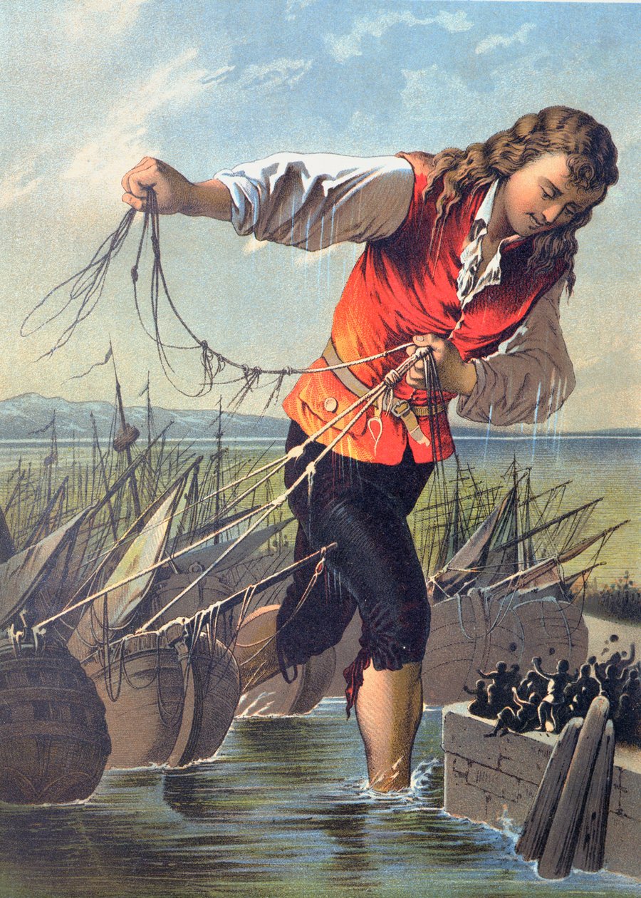 Kuvitus Jonathan Swiftin (1667-1745) teoksesta "Gulliverin matkat" tekijältä Carl Offterdinger