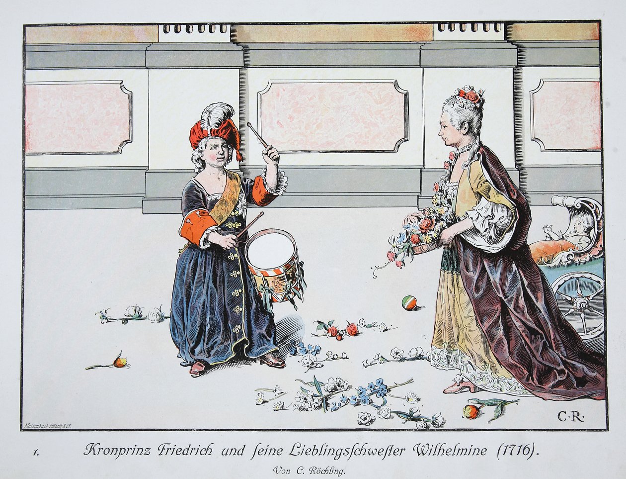 Kruununprinssi Fredrik ja hänen suosikkisiskonsa Wilhelmine, 1716. tekijältä Carl Röchling