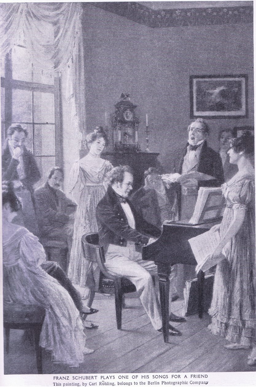 Schubert soittaa laulun ystävälle tekijältä Carl Rohling