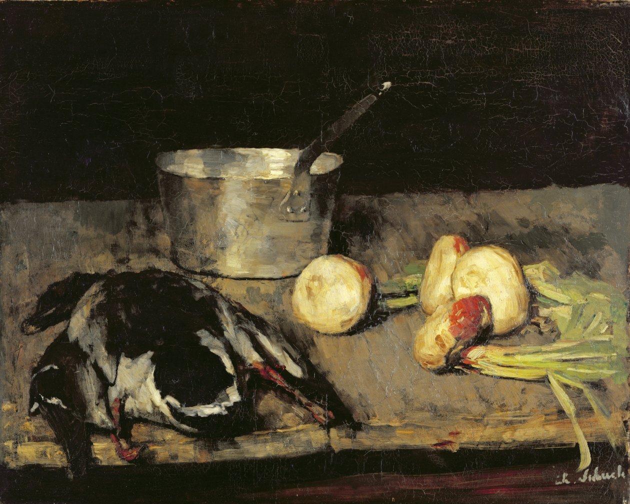 Asetelma vuoka ja villi ankka, 1885 tekijältä Carl Schuch