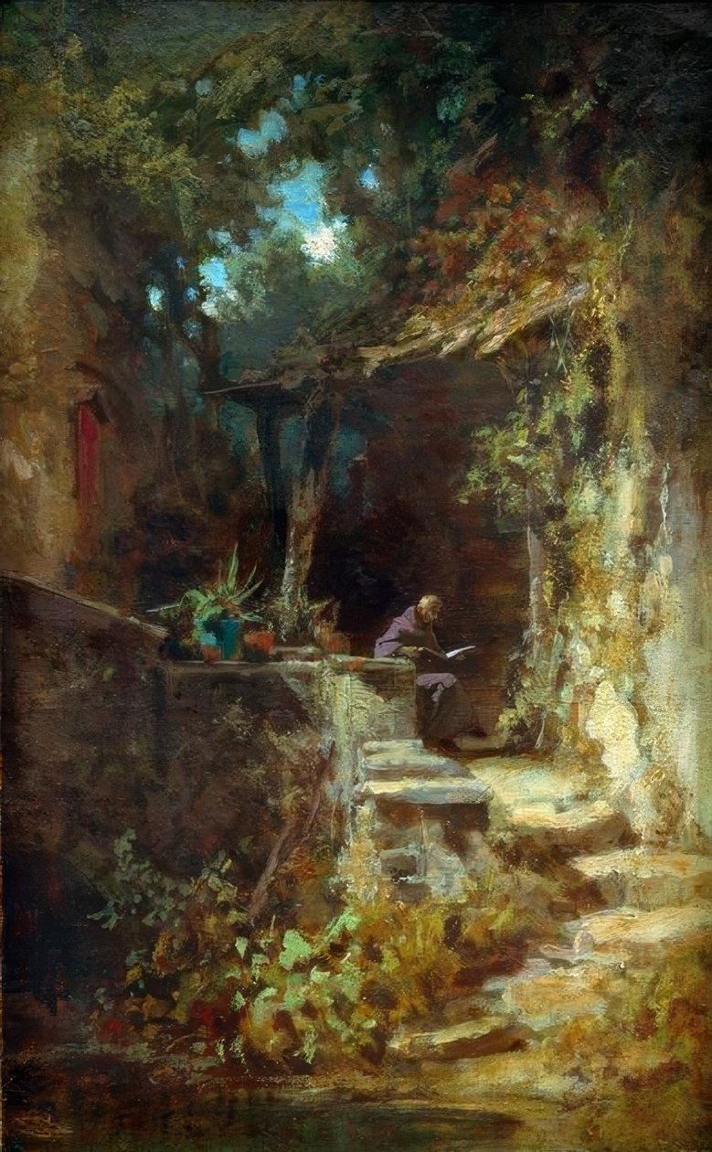 Klausnerin lukeminen tekijältä Carl Spitzweg