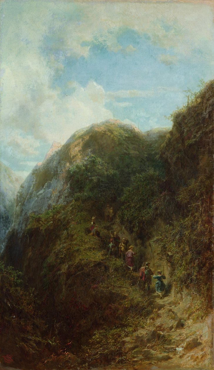 Turistit vuorella tekijältä Carl Spitzweg