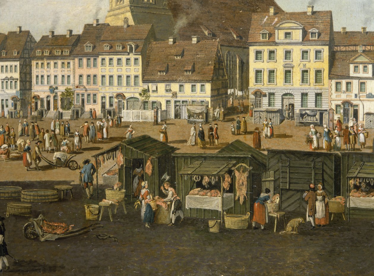 Berliinin uudet markkinat Marienkirchen kanssa n. 1770 tekijältä Carl Traugott Fechhelm