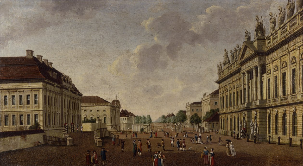 Näkymä asevarastolle ja Unter den Linden -kadulle, 1786 tekijältä Carl Traugott Fechhelm