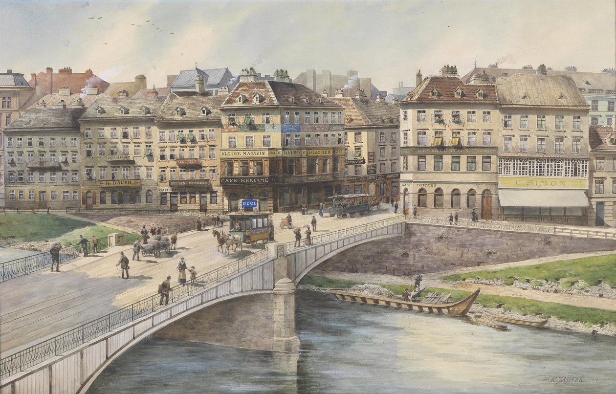Blick auf die Stadt uber den Donaukanal tekijältä Carl Wenzel Zajicek