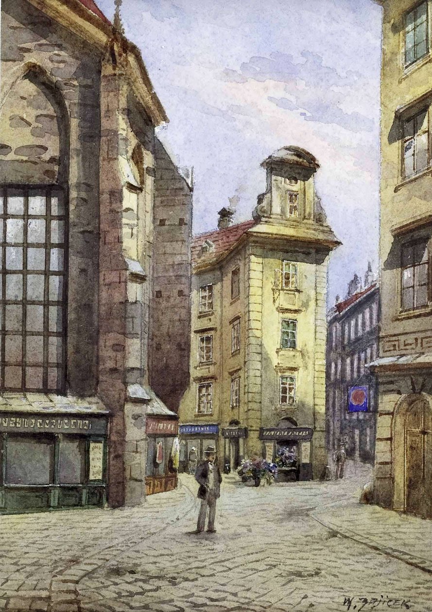  Näkymä Kurrentgasse-kadulle Wienissä tekijältä Carl Wenzel Zajicek