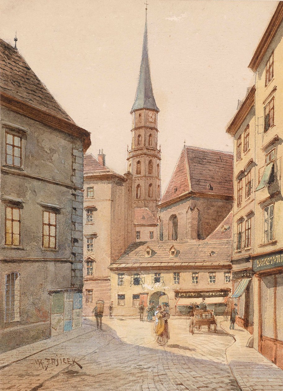 Blick von der Stallburggasse zur Michaelerkirche tekijältä Carl Wenzel Zajicek
