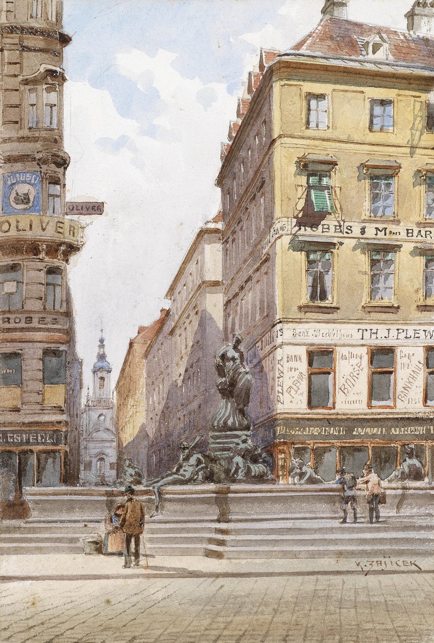 Wien, Der Donnerbrunnen am Neuen Markt tekijältä Carl Wenzel Zajicek