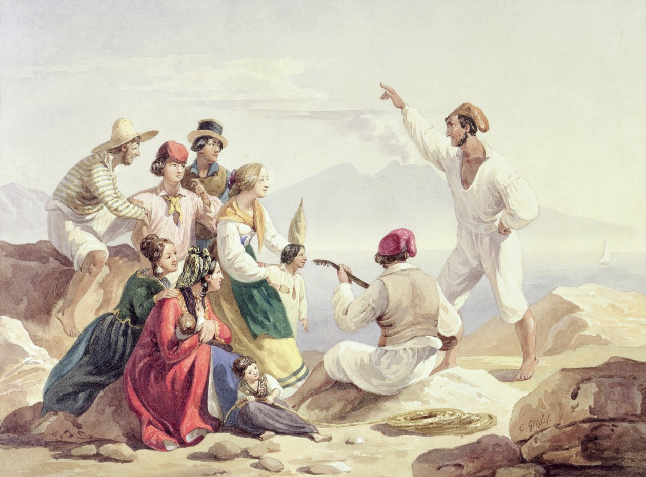 Ryhmässä napolilainen puku, n. 1827 tekijältä Carl Wilhelm Goetzloff