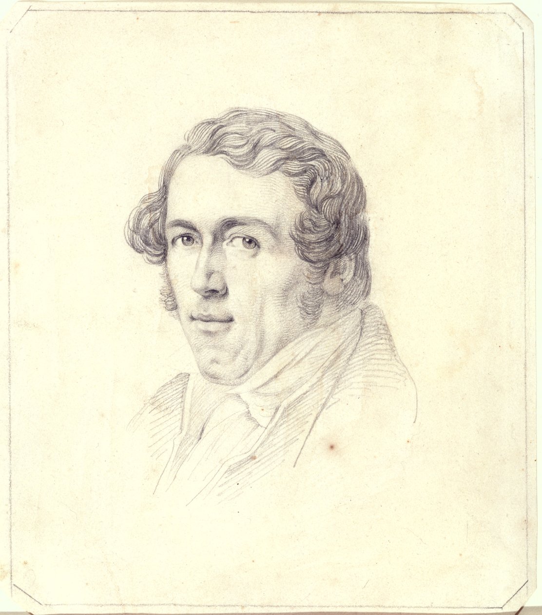 Omakuva, n. 1825 (kynä keltaiselle paperille) tekijältä Carl Wilhelm Goetzloff