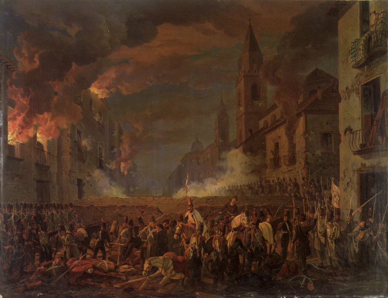 4. Bernin rykmentti valtasi Catanian yöllä 5.-6. huhtikuuta 1849 tekijältä Carl Wilhelm Goetzloff