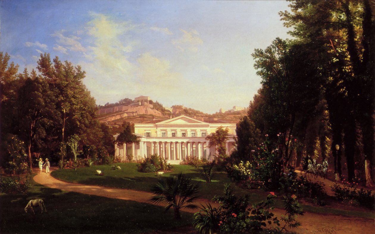Villa Pignatella, Riviera di Chiaia, Napoli, noin 1845 tekijältä Carl Wilhelm Goetzloff