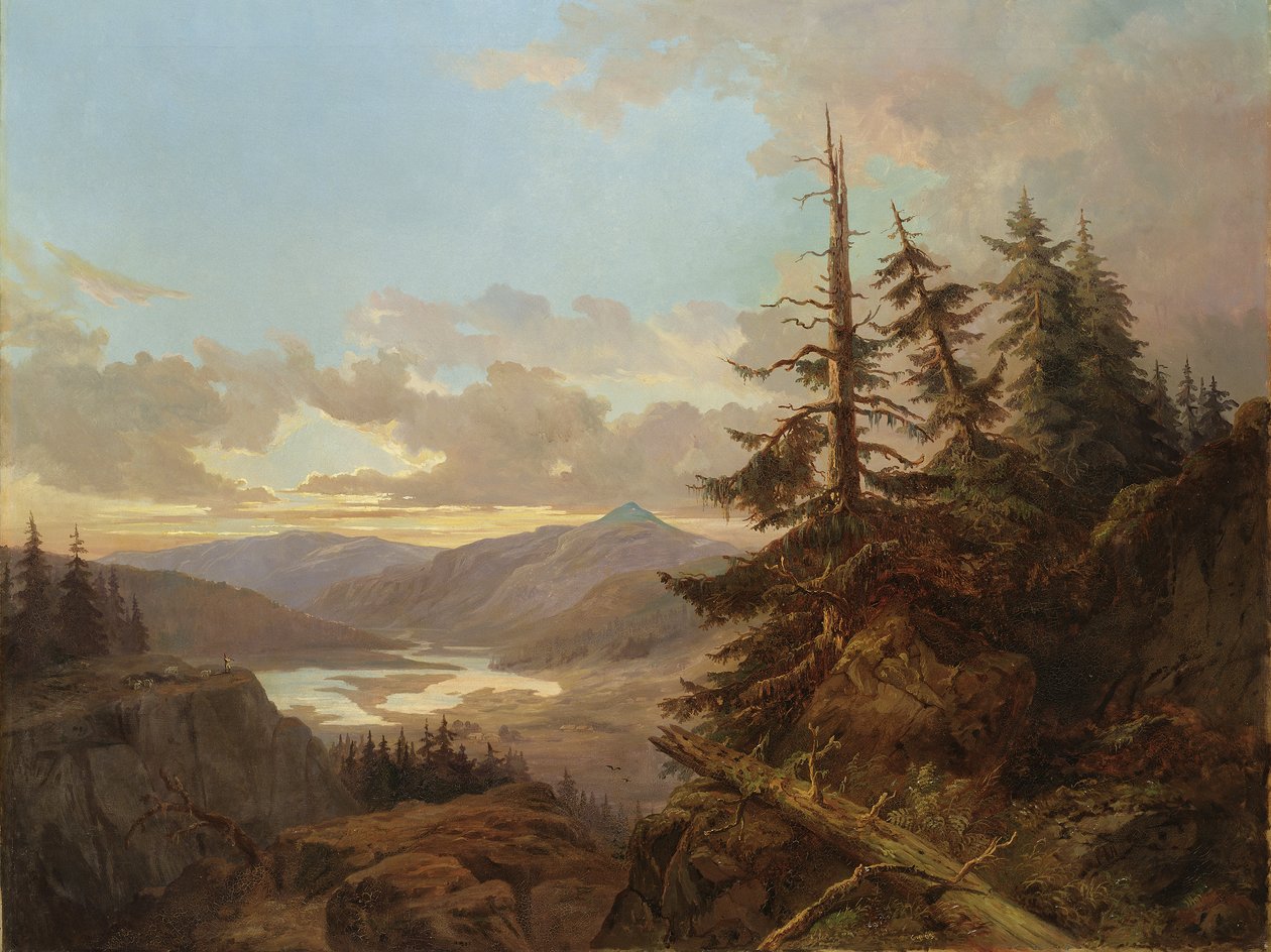 Norjan maisema varhaisen aamun valossa, 1863 tekijältä Carl XV or Karl Ludvig Eugene