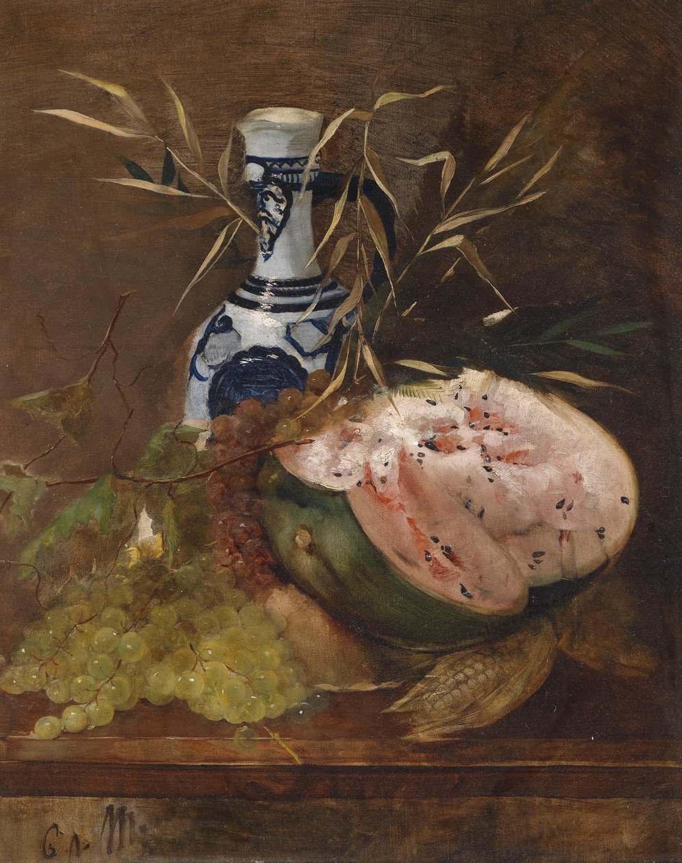 Früchtestillleben mit Melone tekijältä Carl von Merode