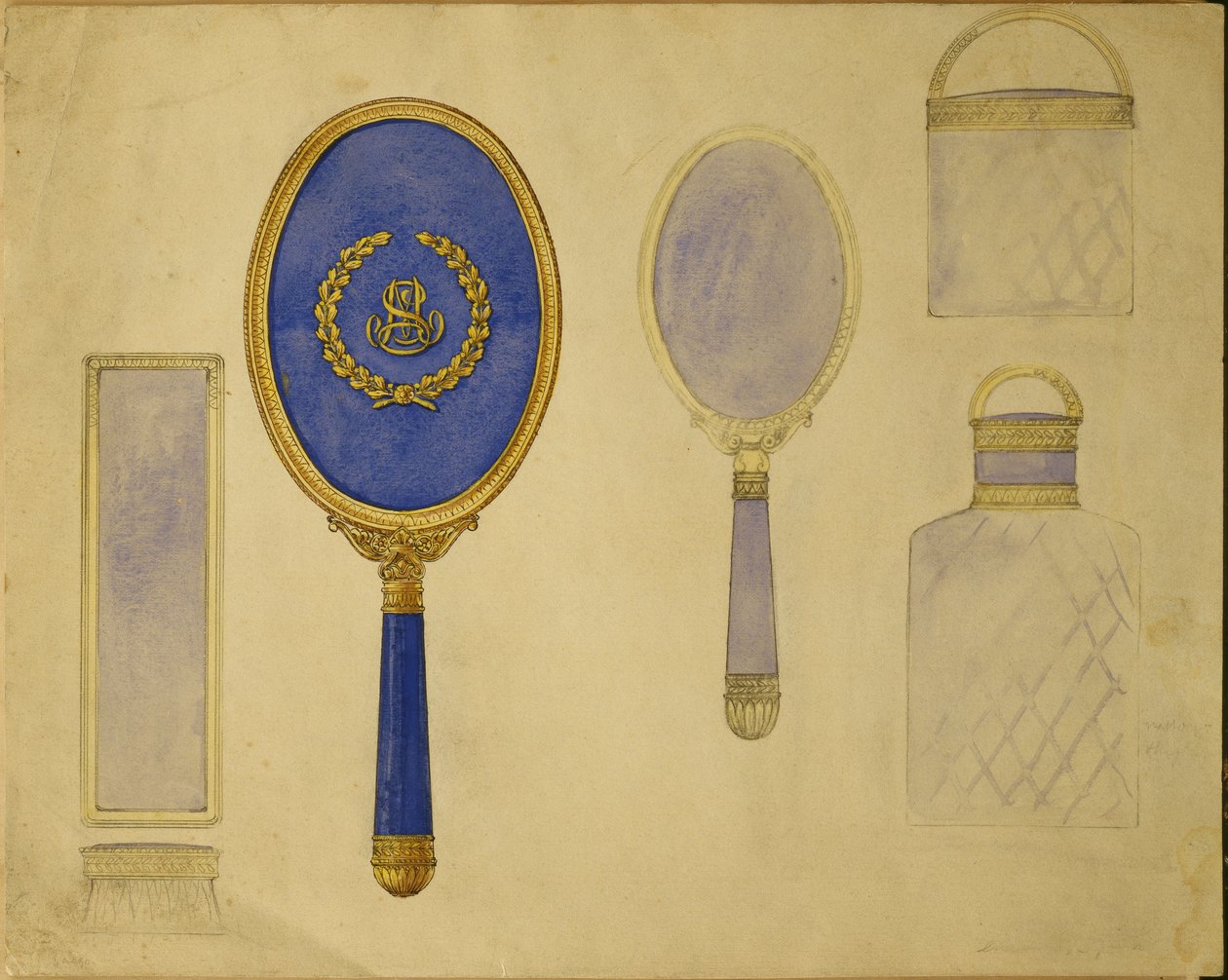 Mallivalikoima, House of Carl Faberge (lyijykynä, kynä & muste ja akvarelli kortilla) tekijältä Carl Fabergé