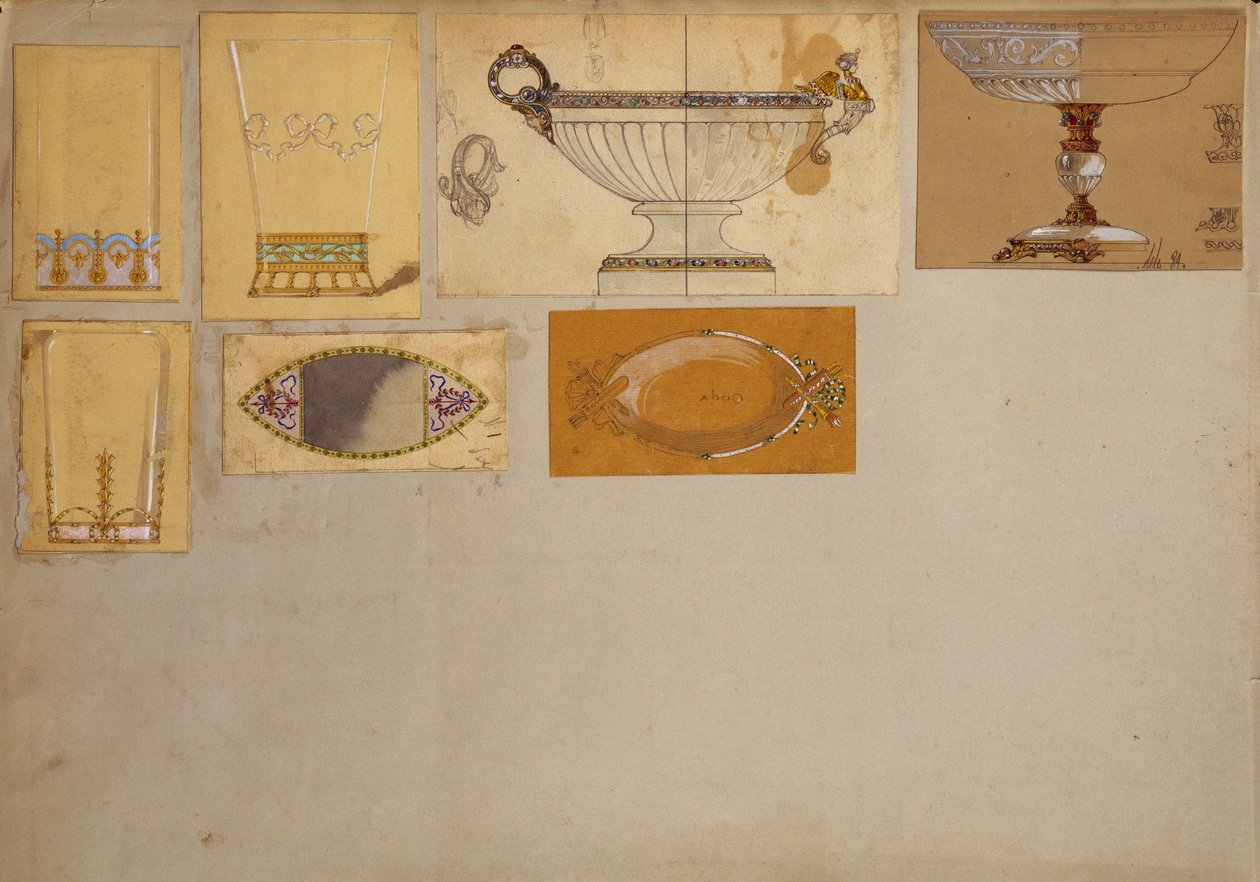 Mallivalikoima, House of Carl Faberge (kynä ja akvarelli paperille) tekijältä Carl Fabergé