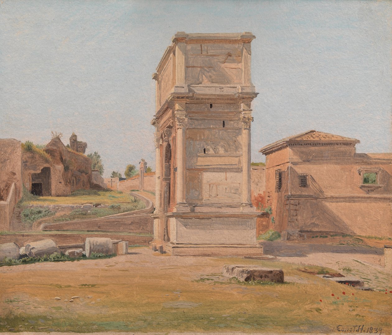 Tituksen kaari Roomassa, 1839 (öljy paperille asetettu kankaalle) tekijältä Carl Christian Constantin Hansen