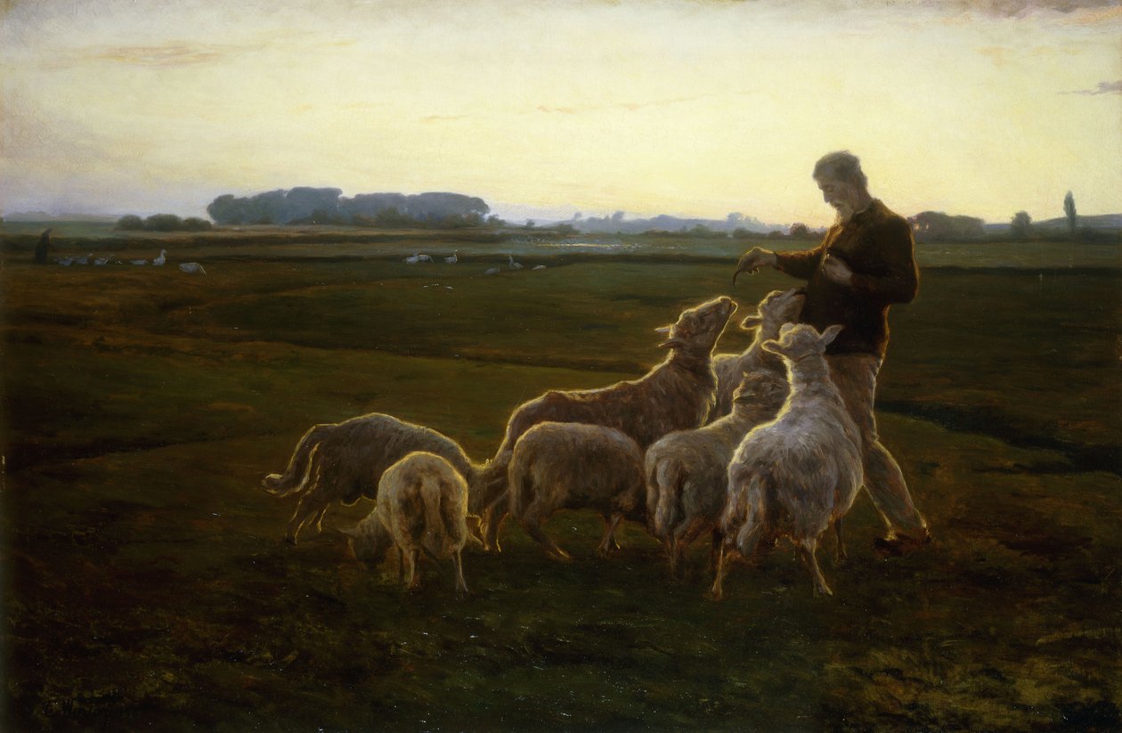 Paimen ja hänen lampaansa hanhien kanssa Beyondissa, 1896 tekijältä Carl Christian Ferdinand Wentorf