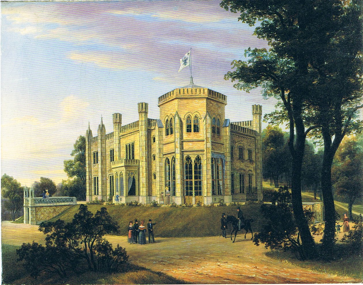 Saksa: Das Schloss des Prinzen Wilhelm in Babelsberg Prinssi Vilhelmin palatsi Babelsbergissä. tekijältä Carl Daniel Freydanck