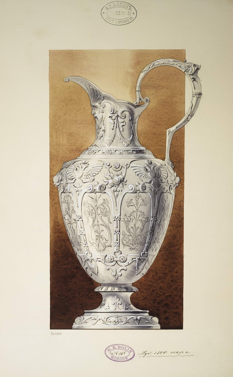 Ewerin suunnittelu. Sarja Suurprinsessa Maria Pavlovnan myötäjäiset, 1907-1908 tekijältä Carl Edvard Bolin company