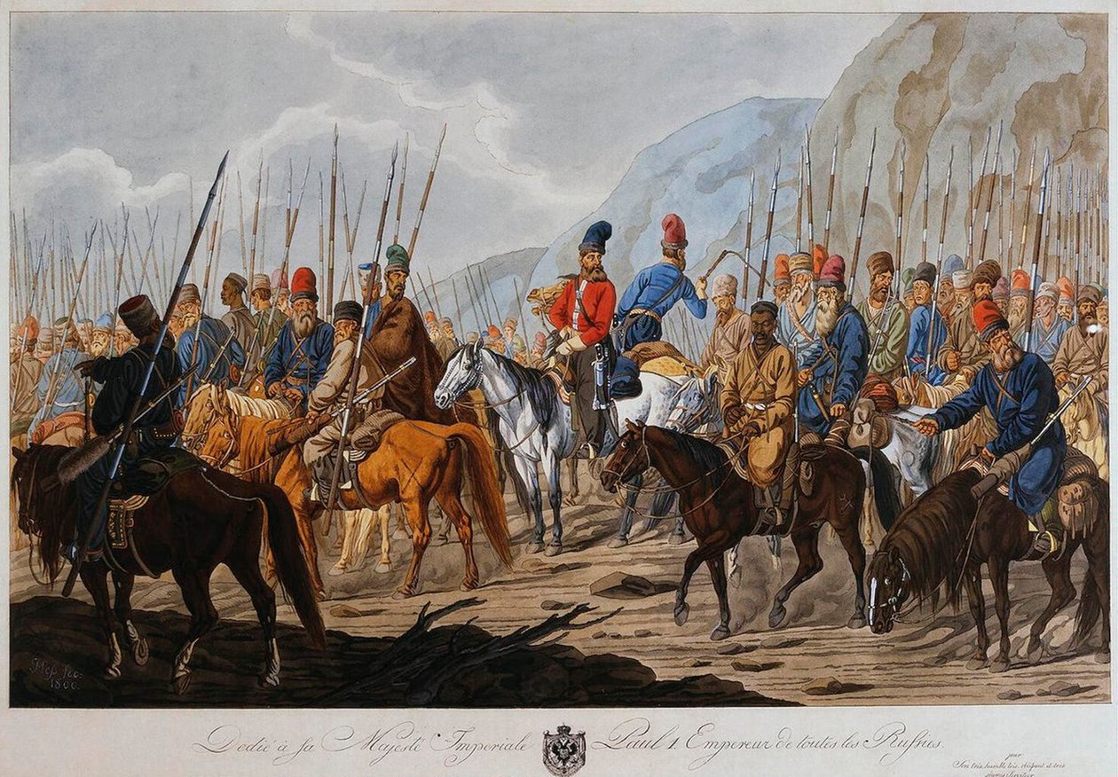 Venäjän kasakat maaliskuussa 1800. tekijältä Carl Ernst Christoph Hess