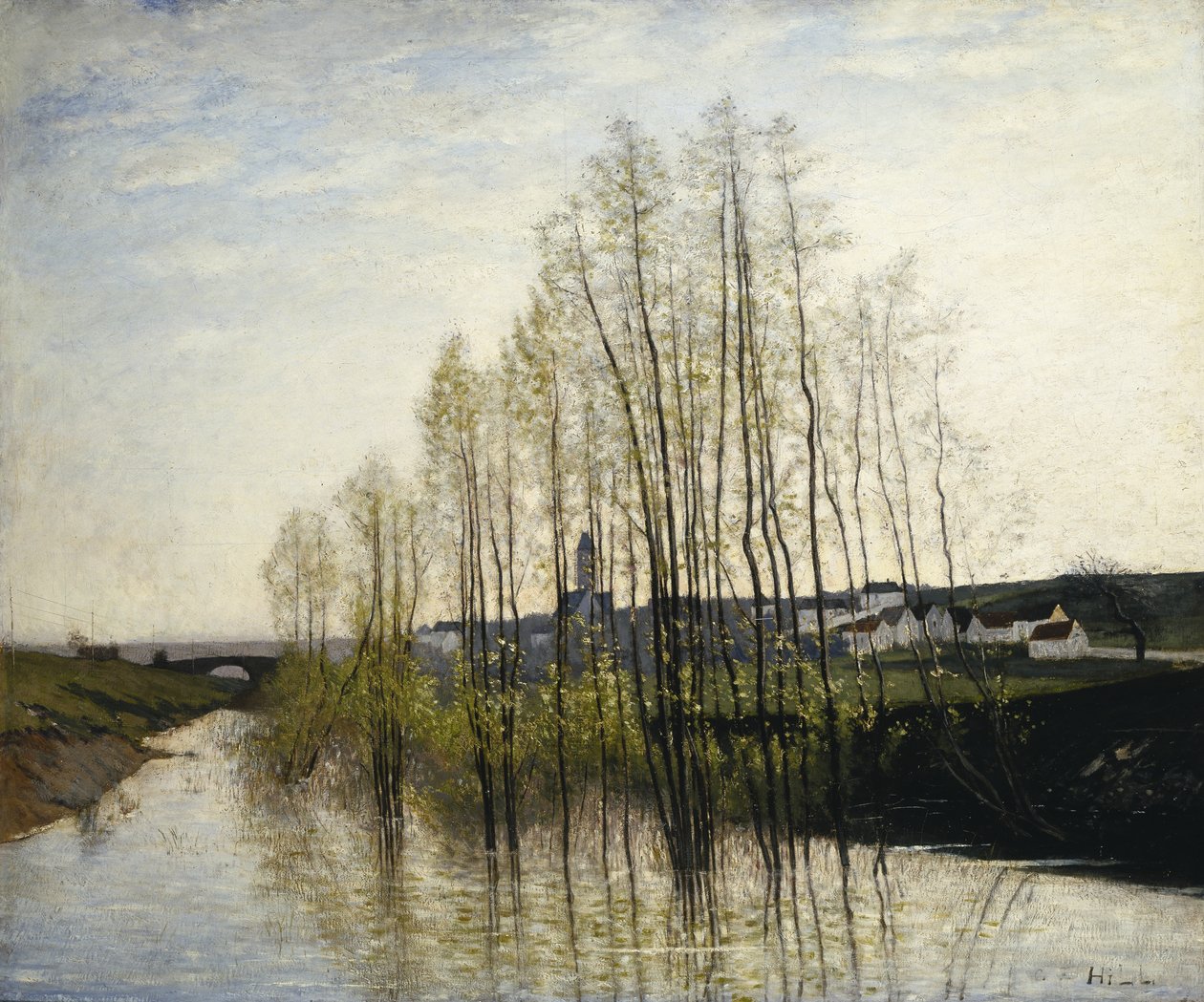 Jokimaisema, samppanja, 1876 tekijältä Carl Fredrik Hill