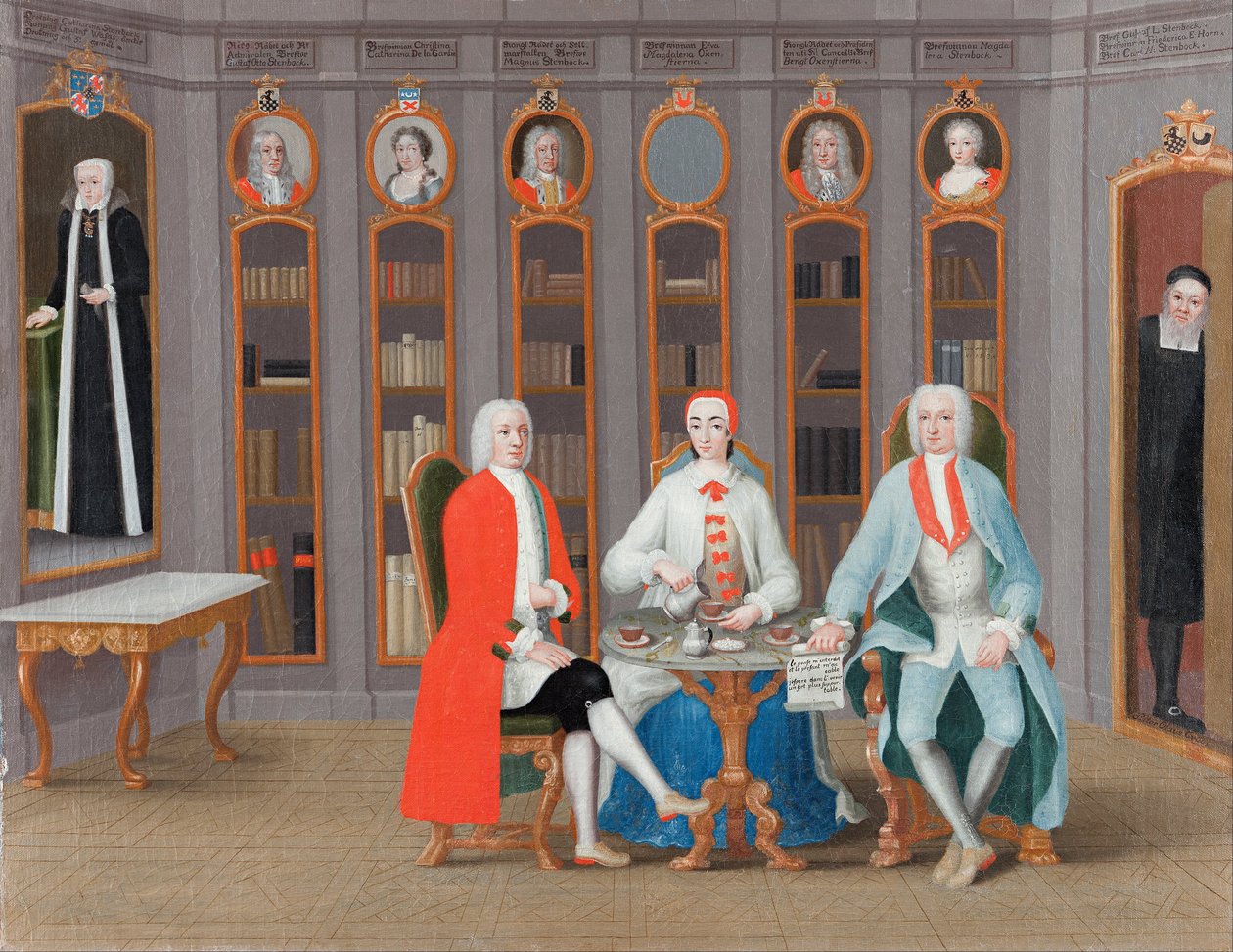 Stenbockin perhe kirjastossaan Rånäsissä, n. 1740 tekijältä Carl Fredrik Svan