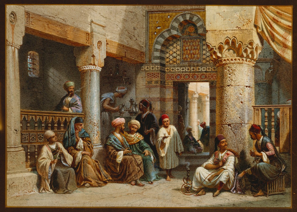 Arabialaisia hahmoja kahvilassa, 1870 tekijältä Carl Friedrich Heinrich Werner