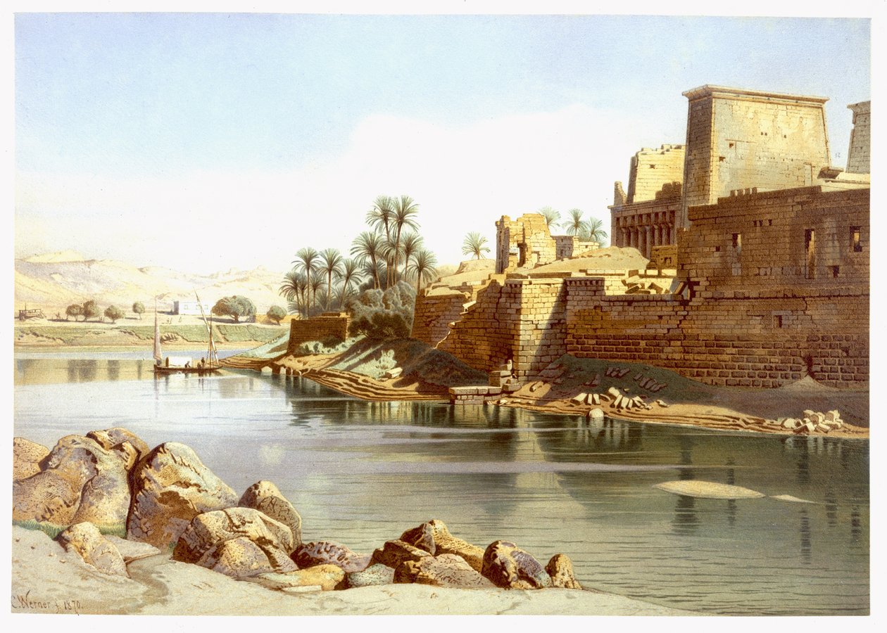 Isisin temppeli Philaessa, 1870 tekijältä Carl Friedrich Heinrich Werner