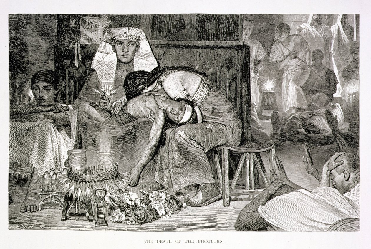 Esikoisen kuolema, 1800-luku (kaiverrus paperille) tekijältä Carl Friedrich Heinrich Werner