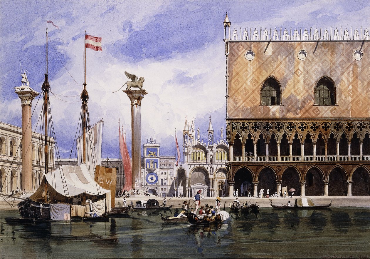 Piazzetta di San Marco, Venetsia, 1839 tekijältä Carl Friedrich Heinrich Werner