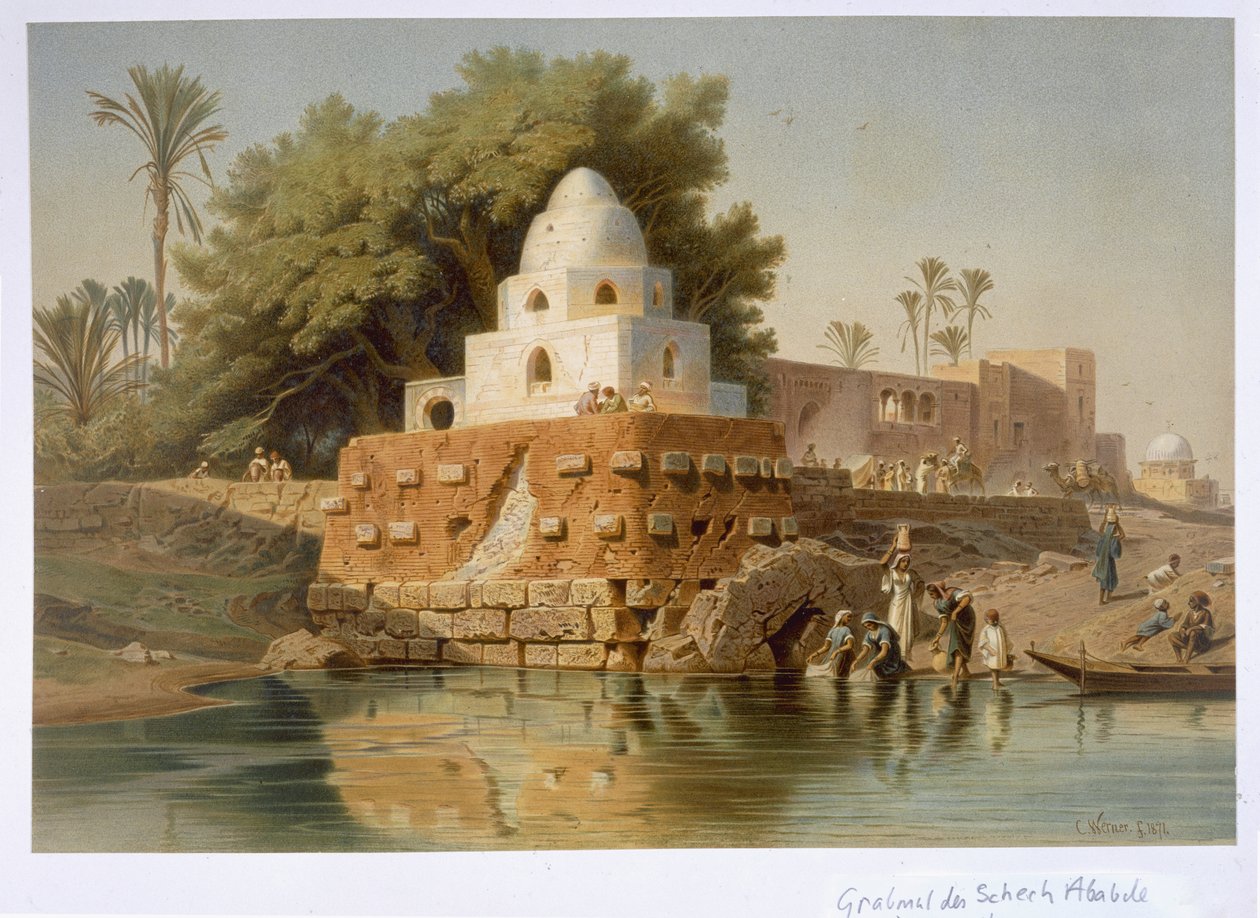 Sheikh Ababdan hauta Minyassa, Keski-Egyptissä, 1871 tekijältä Carl Friedrich Heinrich Werner